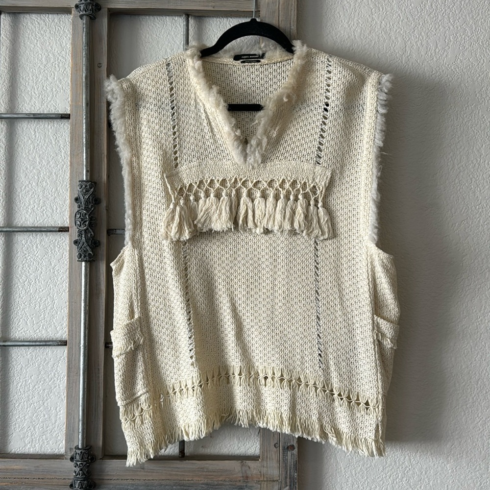Isabel Marant Biege Tracey Fringed in Ecru Size 40